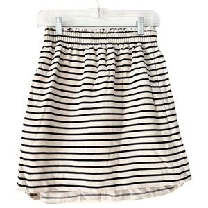 J. Crew Striped Linen Cotton Sidewalk Elastic Waist Mini Skirt Size 0